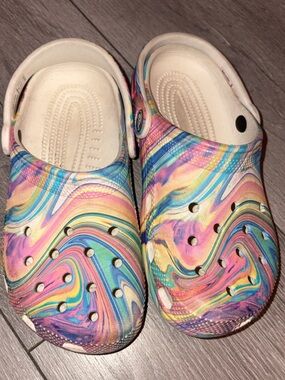 Crocs Classic Clog Unisex Kids Multicolor Swirl Slip On  Clogs Size Junior 2